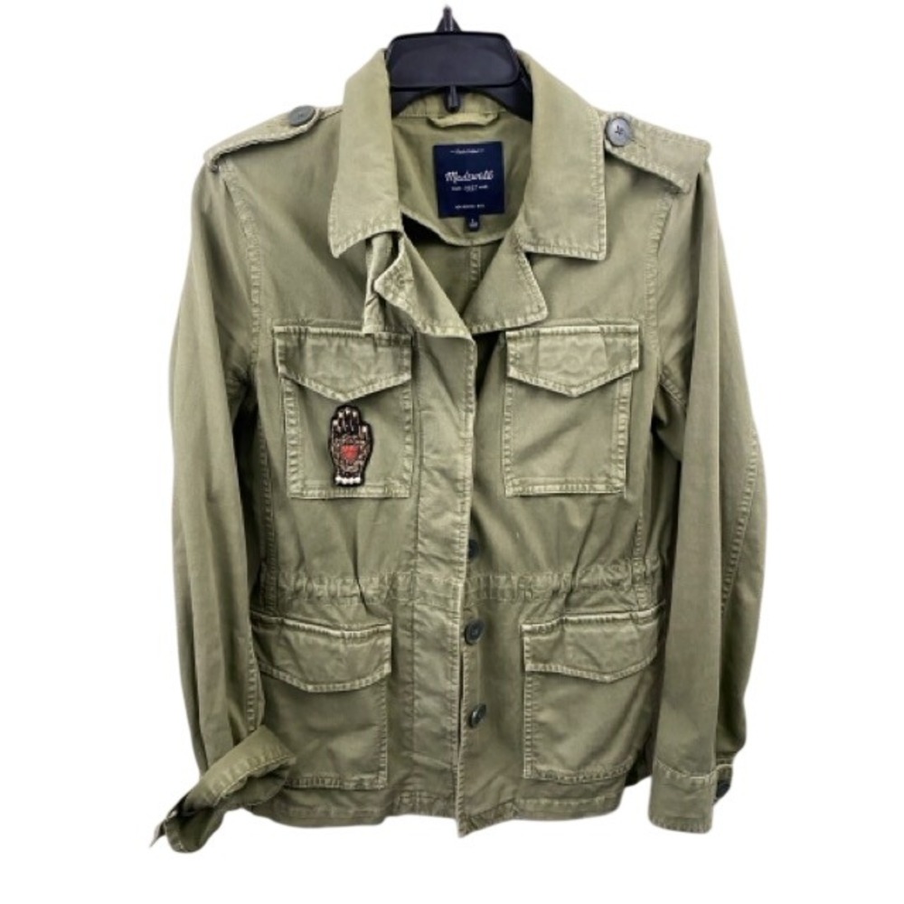 Madewell Utility Coat Womans Small Jacket Olive Green Military Field Small Patch - Picture 10 of 13